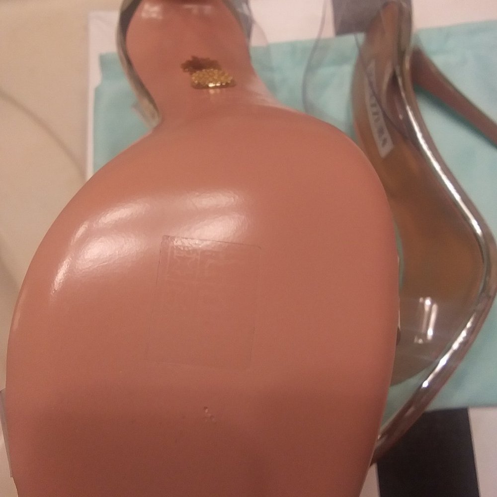 Aquazzura So Nude 105mm Metallic Plexi See-Through Sandals. Size 39. New. - Picture 7 of 11